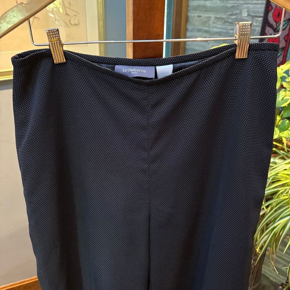 Liz Claiborne Black Mini Dot Suit Trousers Sz 10 Slim Bootcut Professional Pants - Picture 3 of 7